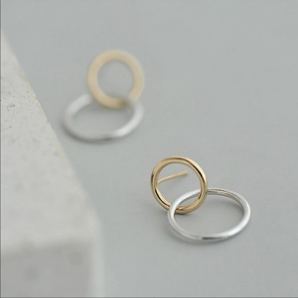 𝅺🎉hp🎉new Gold/Sterling Silver Double Circle Earrings - Picture 1 of 11